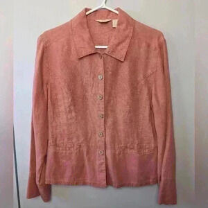 J. JILL LINEN BLOUSE size 6 color dark Pink 100% Linen